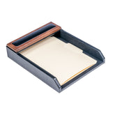 Walnut & Black Leather Letter Tray